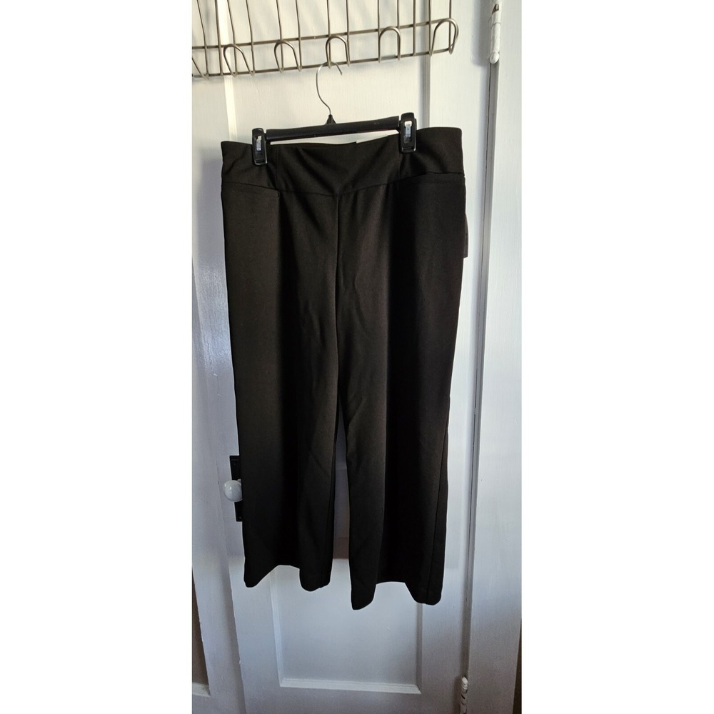 NWT Ophelia Roe wide leg crop women 1X Black pull on Pants Mid Rise